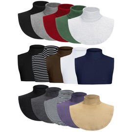 Hoolerry 15 Pcs Fake Turtleneck Bulk for Women Fake Collar Winter False Dickey Detachable Collars Unisex Cotton Neck Cover Simple Half Top Mock Turtleneck Gaiters Warmer for Men Sweater Blouse