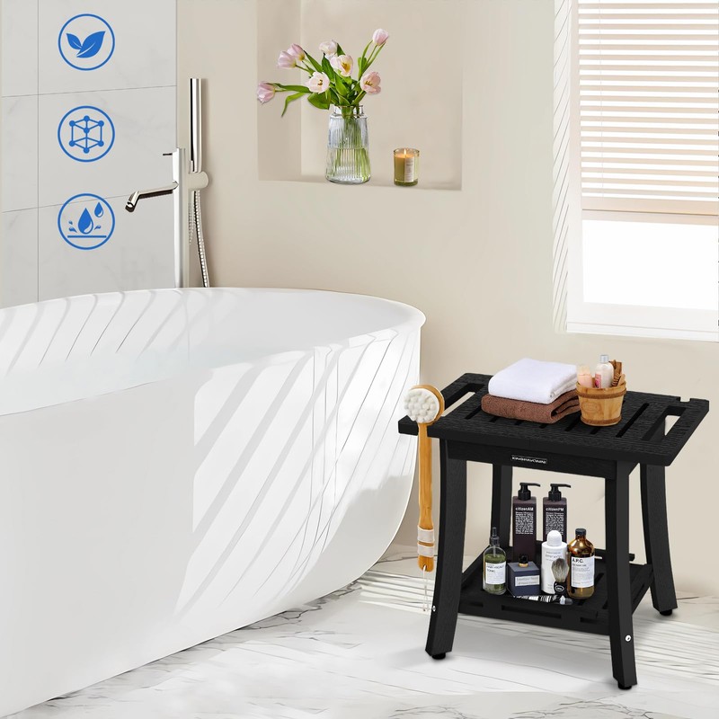 KingPavonini HDPS Shower Stool, Waterproof Shower Benches for Inside Shower