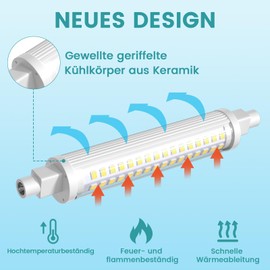 Luxvista 15W R7S 118mm LED Bulb, Equivalent to 150W R7S Halogen Bulb, Cool White 6000K Super Bright 300° Beam Angle, Non-Dimmable Double Sided Linear Bulb (Pack of 2)