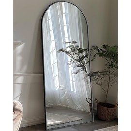 Full Length Mirror, Arch 57"x19" Floor Mirror, Floor Standing Mirror Freestanding Full Body Mirror with Stand for Bedroom, Hanging Mounted Mirror for Living Room Cloakroom, Black
