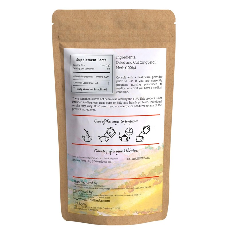 1.8 oz. Cinquefoil Herb Dried Potentilla Palustris Herbal Tea (Comarum