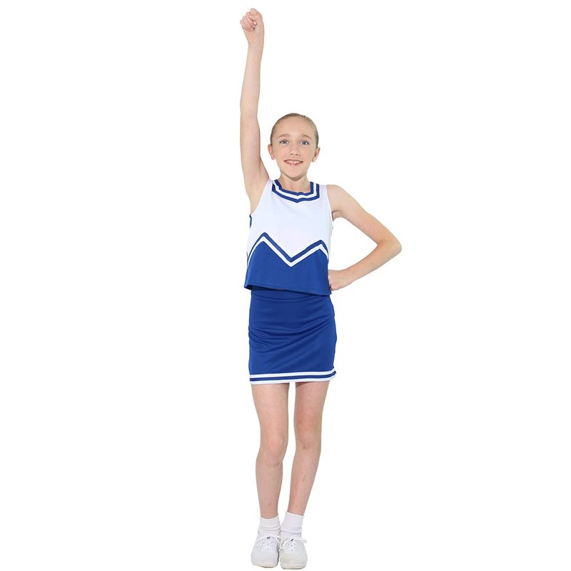 Danzcue - Falda de uniforme para niños, Azul real/Blanco, Small