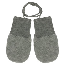 Ecoable Baby Thumbless Mittens: Organic Merino Wool Snow Gloves with String (Grey)