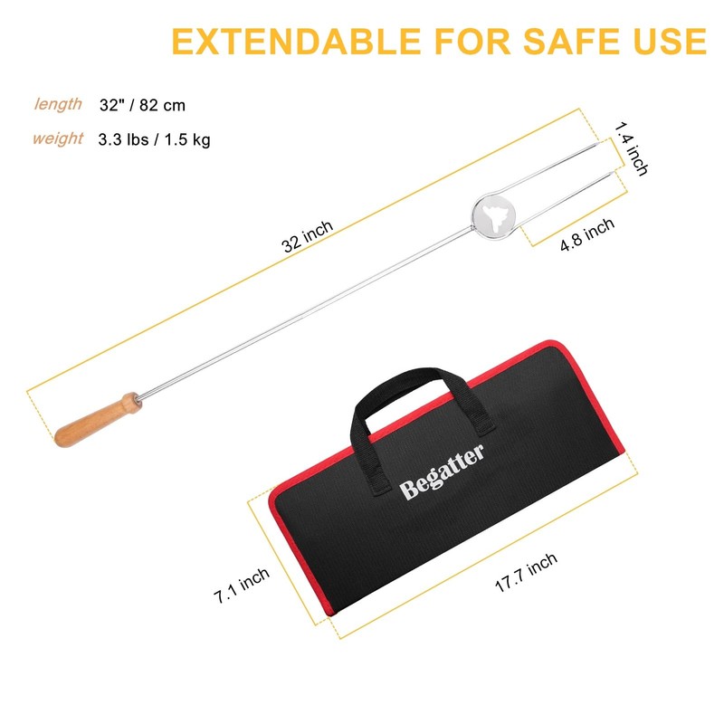 Begatter Heavy Duty Hot Dog Roasting Sticks for Campfire, Extendable