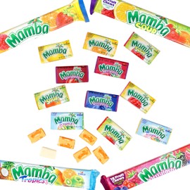 Mamba Sticks Snack Variety Pack, 16 Pack Mamba Candy, Original, Tropics, Sour, Tropics, Berrytasty