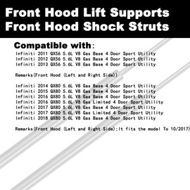 Front Hood Lift Support Shock Struts Compatible with QX56 2011 2012 2013 11 12 13 QX80 2014 2015 2016 2017 2018 14 15 16 17 18 Sport Utility Replace 654701LA0A