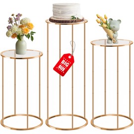OIHYA 3PCS Cylinder Stands for Parties, Gold Metal Plant Cylinder Stands
