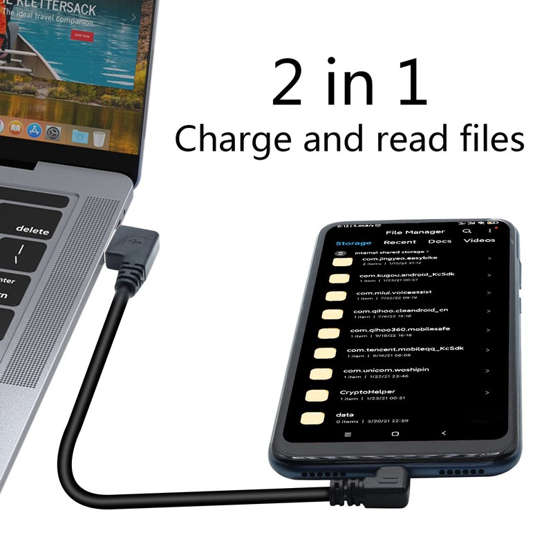 Micro USB Power Data Cable Cable 60CM, 90 Degree USB