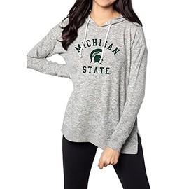 chicka-d Michigan State Spartans Women's Cozy Fleece Hoodie Heather Grey, Small