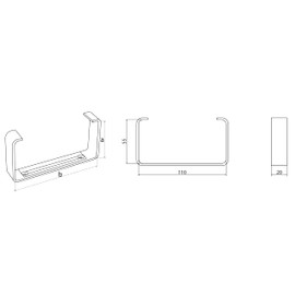 H&C VENT Pipe Bracket 55 x 110mm Clamps for Flat Duct Ventilation Systems PVC - Pack of 2 - Rectangular HVAC Element