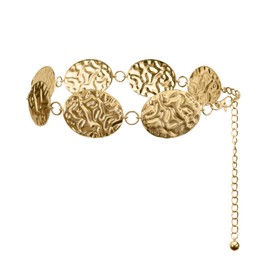 Texas Sun Western Gold Concho Chain Belt – Hammered Metal Cowgirl Waist Belt – Adjustable Boho Western Belt for Country Concert Outfits - Hammered Metal, Gold, Medium