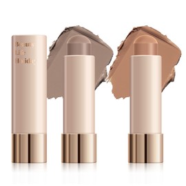 KYDA 2 Colors Contour Stick, Natural Matte Cream Contour, Lightweight Non-Clumping Face Shaping Makeup, Blendable Smooth Matte Bronzer Stick, Buildable Coverage, Portable Travel Size, COLD + NEUTRAL