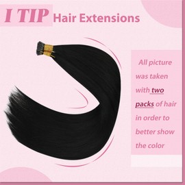 YoungSee Black Hair Extensions I Tip Human Hair Jet Black 24Inch 50g I Tips Hair Extensions Real Human Hair Black Itip Human Hair Extensions Tip Hair Extensions 50s Real Hair Extensions For Women