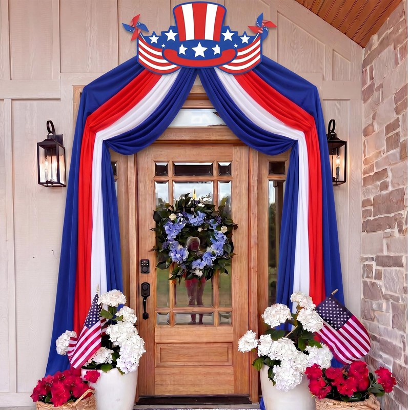 Batiyeer 5 Pcs 32.2ft 4th of July Patriotic Bunting Porch