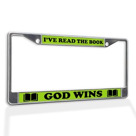 Fastasticdeals Metal Insert License Plate Frame I've Read The Book God Wins A Weatherproof Car Accessories Chrome 2 Holes Solid Insert