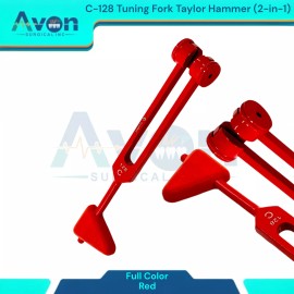Avon Surgical 2-in-1 Percussion Hammer & C-128 Tuning Fork, Red, for Reflex Diagnostics (1pc)