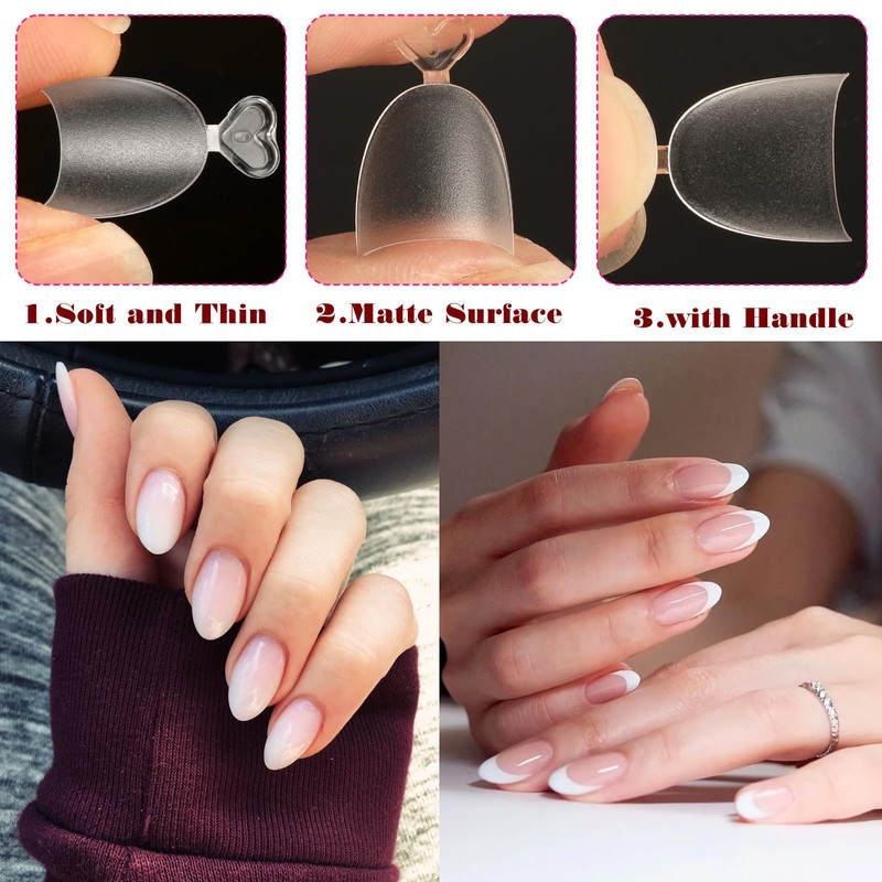 JSRQT French Nail Tips Set, 240 Pieces, 15 Sizes, Oval