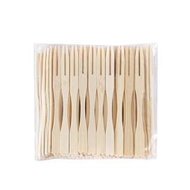 LannuMet 100pcs Mini Bamboo Forks 3.5 Inch Disposable Fork Tiny Bamboo Fruit Picks for Appetizers,Cocktail, Pastry, Dessert