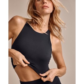 Rhone Sports Bras for Women - Revive Longline Women's Bra - High Support, 4-Way Stretch, Wirefree, Anti-Odor, Removable Cups - Black - XL