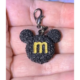Black Mickey Mouse Rose  Charm Zipper Pull & Keychain Add On Clip!!