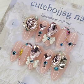 Lovely V-Cut Handmade Nail Tips - Water Drop / 러블리 브이컷 수제네일팁 - 물방울