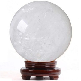 White Crystal Ball Power Stone Round Sphere Figurine Interior Himalayan Nepal Crystal with Base (5CM)