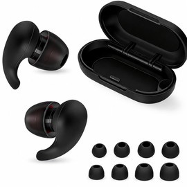 Tapones para Dormir, Tapones para Ronquidos de Silicona Reutilizable, Reducción de Ruido para Dormir de Lado, Viaje, Oficina y Concentración, 4 Tamaños XS/S/M/L con Estuche Portátil.(Negro, grande)