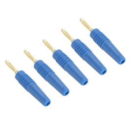 PATIKIL 5 Pack Banana Plugs Connector Solder Type Speaker Banana Plugs 2mm Gold-Plated Copper Blue for Speaker Wires, Sound Systems, Video Receivers, Home Theater
