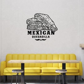 Large Vinyl Wall Decal Mexican Food Cuisine Quesadilla Kitchen Decor Stickers Mural (g8709) Black