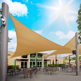 Royal Shade 20' x 20' x 20' Sand Beige Triangle Sun Shade Sail Canopy Outdoor Patio Fabric Screen Awning RTAPT20 - UPF50+ 95% UV Blockage, Heavy Duty, Water & Air Permeable (We Make Custom Size)
