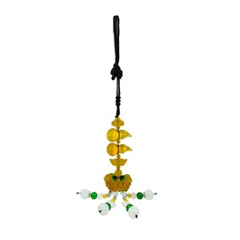 Feng Shui Car Hanging Ornament Pendant Decoration & Lotus Gourd Jade Buckle Dangling Rearview Mirror Charms Amulet Pray for Luck Safety (Yellow)
