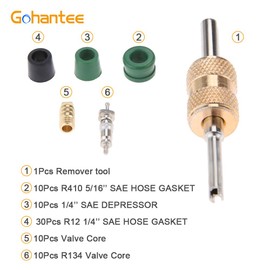 gohantee 71pcs Air Conditioning Valve Core Schrader Valve Cores for Car A/C R12 R134a Refrigeration Valve Stem Core Remover Installation Tool