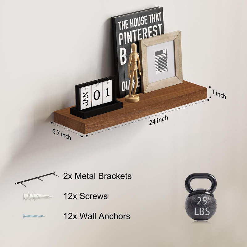 SAUMONIERES Floating Wall Shelves for Bedroom Bathroom Wall Mounted Solid