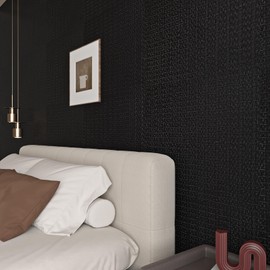 Livelynine 15.8 X197 Inch Black Textured Wallpaper Peel and Stick for Bedroom Accent Wall Panels for Living Room Black Contact Paper Waterproof Adhesive Kitchen Cabinet Covers Basement Wall Covering