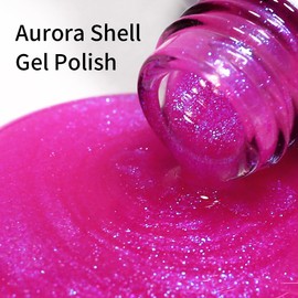 Firedeep Glitter Gel Nail Polish, 0.54Fl.Oz Mermaid Blue Purple Gel Polish Aurora Shimmer Soak Off U V Gel Nail Polish for Spring Summer 1Pcs