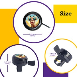 Youth Standard Classic Round Cycling Bell – Easy Installation, Clear Sound, Durable Metal & Plastic Construction, Fits Most Bikes and Scooters - Essential Accessory for Kids & Adults (Giraffe)