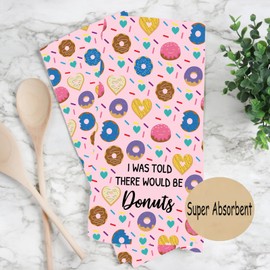 JXGZSO Donuts Kitchen Towel Donut Lover Gift I was Told There Would Be Donuts Gift Foodie Dish Towel (CA Donuts Towel)