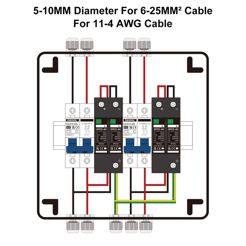 DIHOOL Solar Disconnect Switch with PV Surge Protector IP65 PV