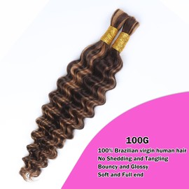 Tiefe Welle menschliches Flechthaar für Boho Zöpfe Highligth #430 Bulk menschliches Haar für Flechten brasilianische lockiges menschliches Haar Flechten kein Schuss Bündel für Frauen 50cm 20 Zoll