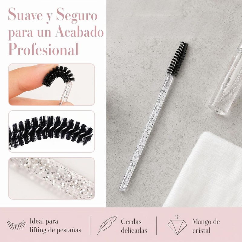 Cepillo Cejas Negro,Desechables Cepillos Pestañas Kit (100PCS) Doble uso para