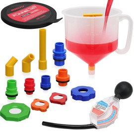 SEDY 16-Pieces No Spill Coolant Filling Funnel Kit, Spill Proof Radiator Funnel Bleeder with Adapters and Coolant Tester