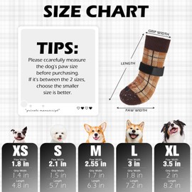 EXPAWLORER Dog Socks to Prevent Licking Paws, 4 Pcs Double Sided Anti Slip Dog Socks with Grippers, Dog Shoes Grips for Hardwood Floors, Dog Booties for Small Medium Large Senior Dogs, Khaki S