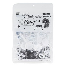 Kids Hair Accessories Set – 100 PCS Total - 30 Ponytail Holders, 30 Barrettes, 40 Mini Hair Ties – Cute and Colorful for Girls (CLEAR & WHITE)
