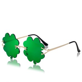 Zutcogo St Patricks Day Decorations, St. Patrick's Day Accessories Irish Shamrock Sunglasses Decor Party Favors Supplies Green Four Leaf Clover Costume Glasses for Women Men