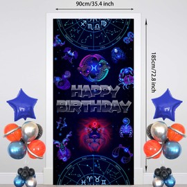 Twelve Constellation Banner - Happy Birthday Backdrop Astronomy Constellation Themed Zodiac Gifts for Women, Men, Boyfriend, Girlfriend - Zodiac Birthday Party Decorations