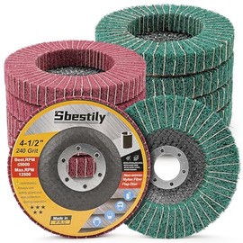 Sbestily Paquete de 10 discos de solapa de lijado de 120 y 240 grano, de 4 1/2 pulgadas, para pulido grueso y molienda, rueda abrasiva para amoladora angular de acero inoxidable, almohadillas de