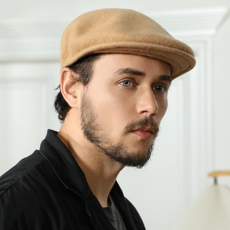 Gajaous Wool Blend Men's Newsboy Caps, Classic Flat Cap Ivy