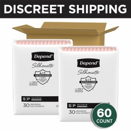 Depend Silhouette Adult Incontinence & Postpartum Bladder Leak Underwear for Women, Maximum Absorbency, Small, Pink, 60 Count (2 Packs of 30), Packaging May Vary