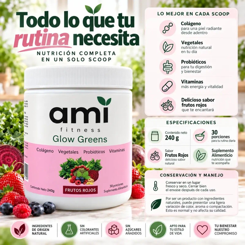 Polvo Vegetal Con Colágeno 240 G Para 30 Porciones Nutrición