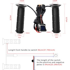 7/8'' ATV UTV Heated Handlebar Grips, 12V 3 Temperature Electric Heated Handle Compatible with Harley Honda Kawasaki Yamaha ATV UTV 22mm Handlebar